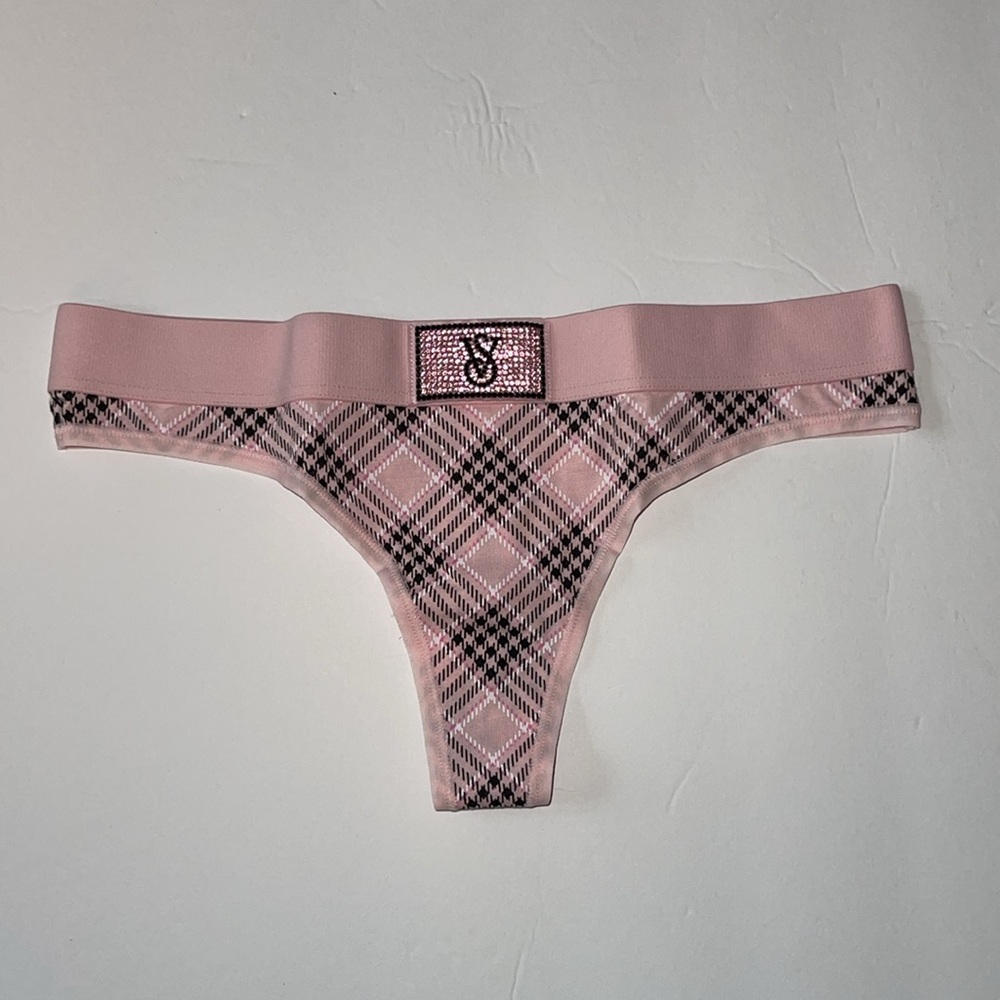 Victorias Secret Logo Cotton Shine Patch Thong Panty Underwear. NWT - Picture 4 of 11